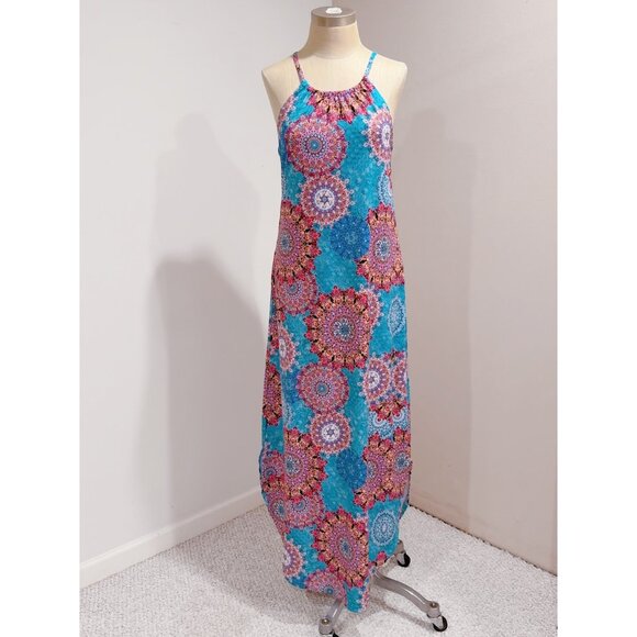 For G and PL Women's Sleeveless Beach Long Halter Side Slit Summer Maxi Dress S - Picture 5 of 8